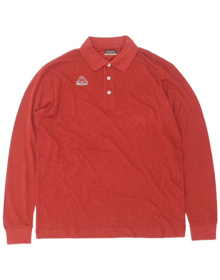 Camisa polo masculina de manga comprida Kappa grande algodão vermelho