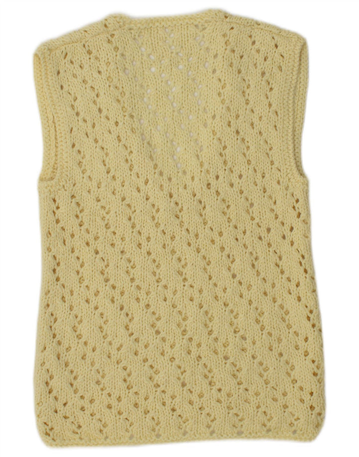 Top feminino colete vintage UK 12 amarelo médio