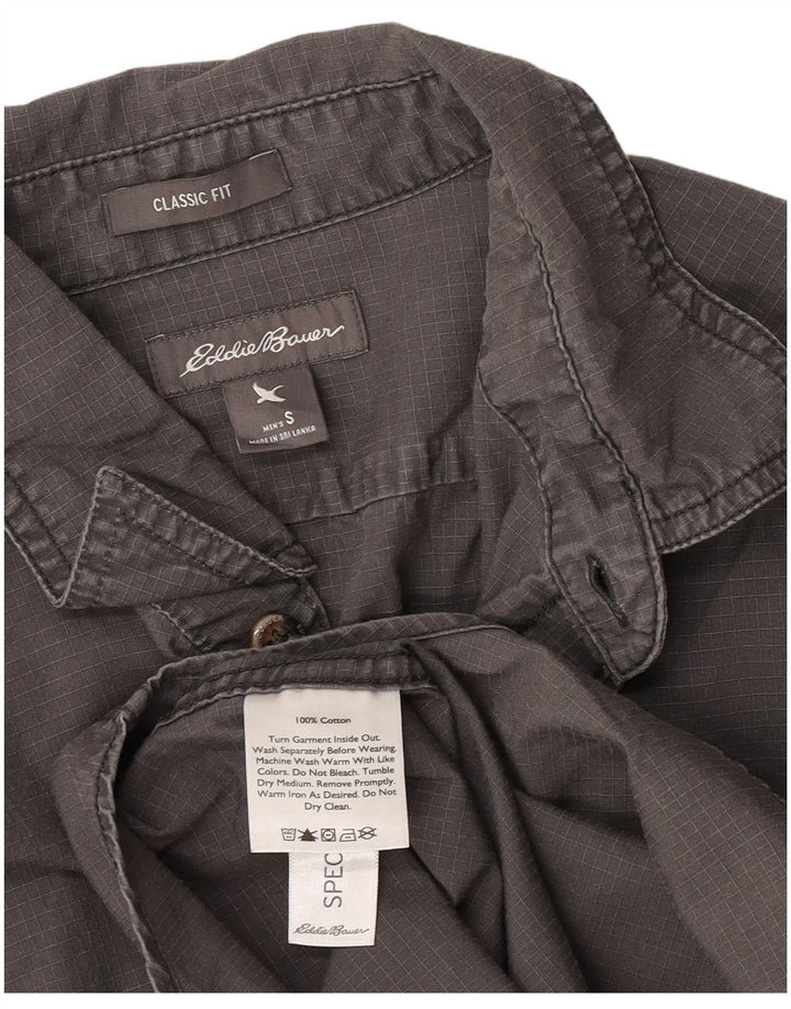 Eddie Bauer Camisa masculina clássica de ajuste pequeno algodão cinza