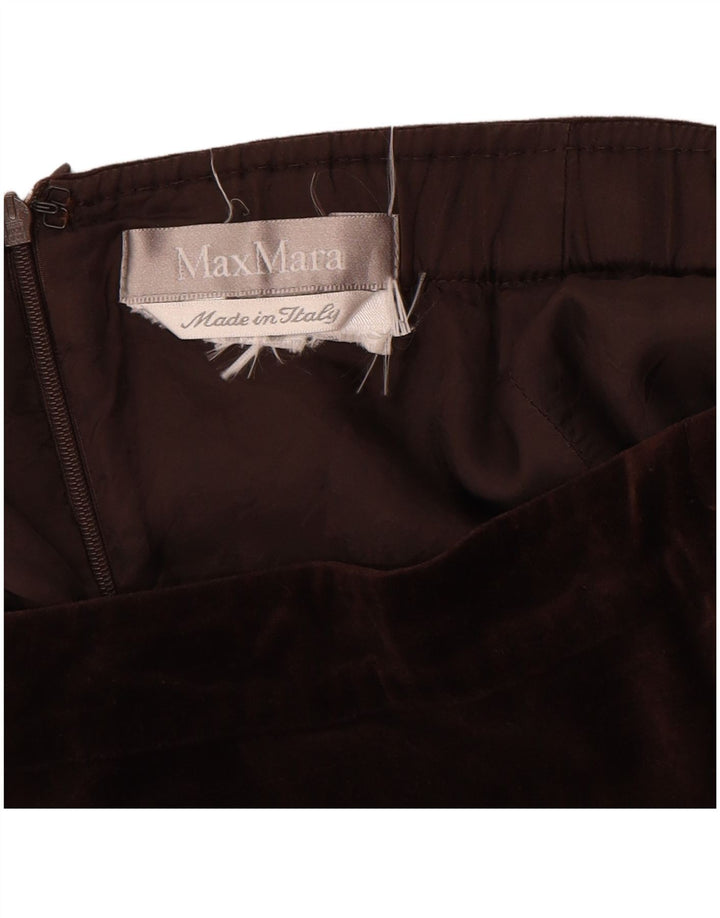 Saia reta de veludo feminino Max Mara W30 algodão marrom médio