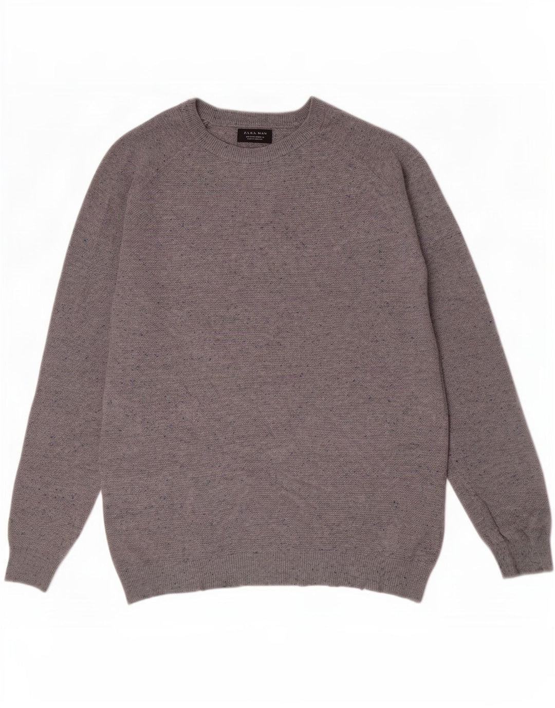 Zara Suéter masculino com gola canoa e algodão manchado cinza médio