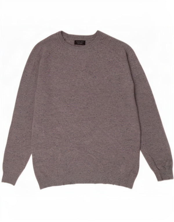 Zara Suéter masculino com gola canoa e algodão manchado cinza médio