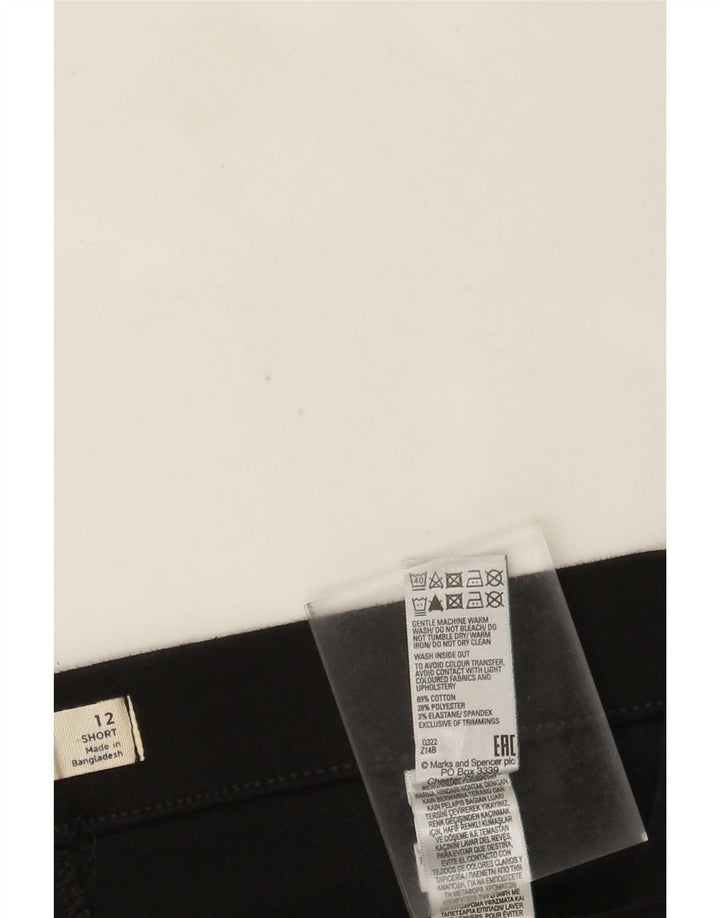 Jeans Marks & Spencer curtos femininos UK 12 médio W30 L26 preto