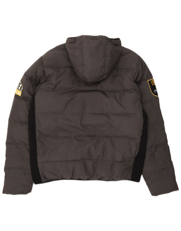 Jaqueta acolchoada masculina Playlife com capuz UK 44 2XL cinza Colourblock poliéster