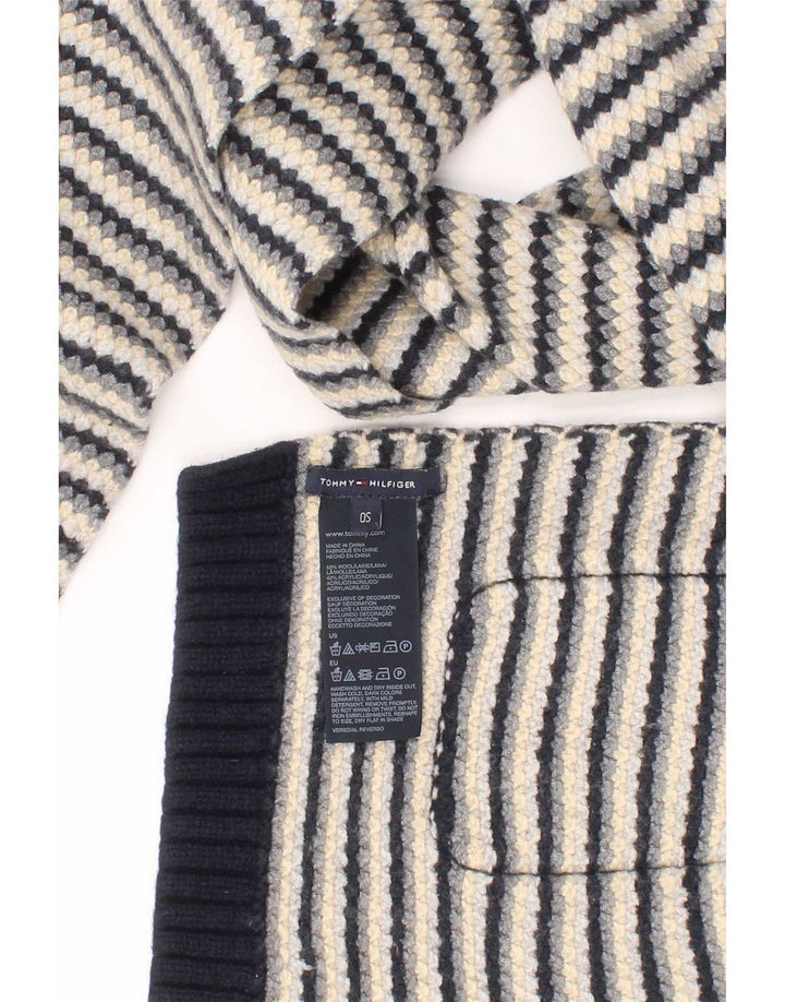 Cachecol feminino Tommy Hilfiger em malha retangular tamanho único lã listrada azul marinho