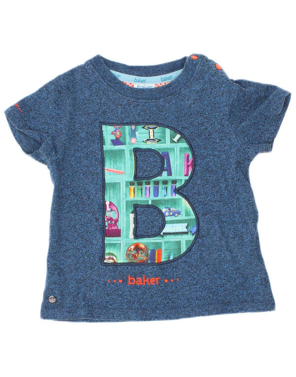 Camiseta gráfica Ted Baker para meninos, 18-24 meses, azul marinho manchado