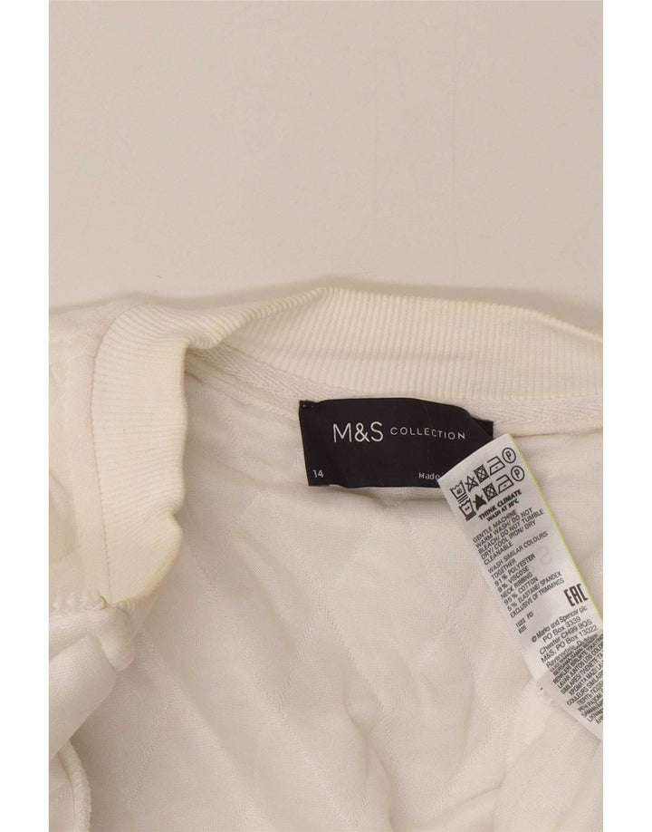 Jaqueta acolchoada feminina Marks & Spencer Reino Unido 14 grande poliéster branco