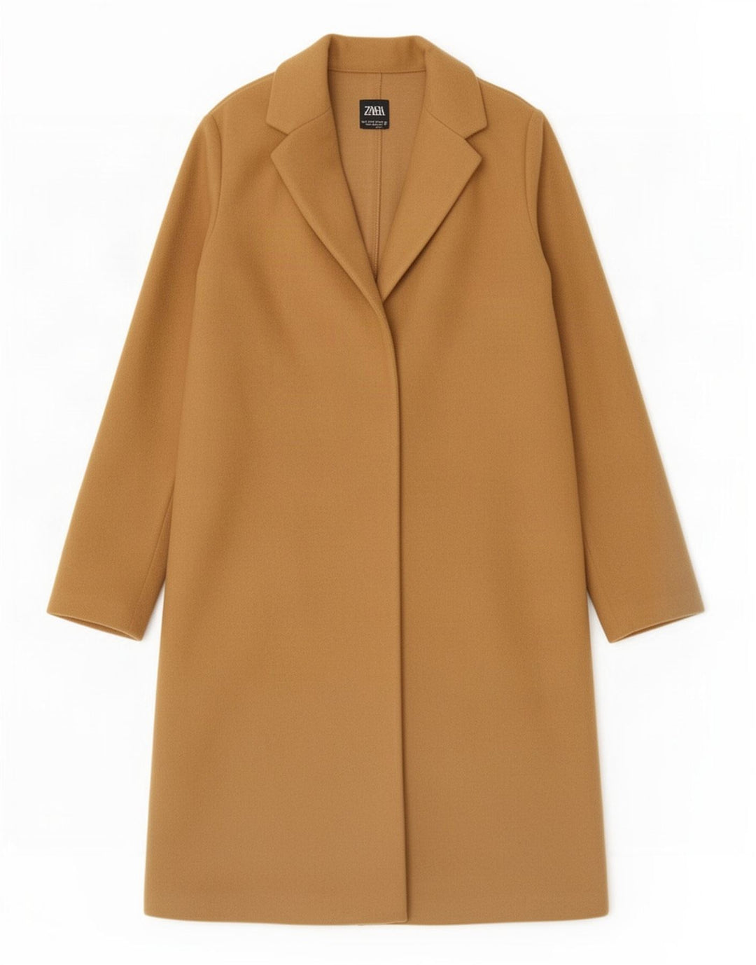 Sobretudo aberto feminino Zara UK 10 pequeno poliéster bege