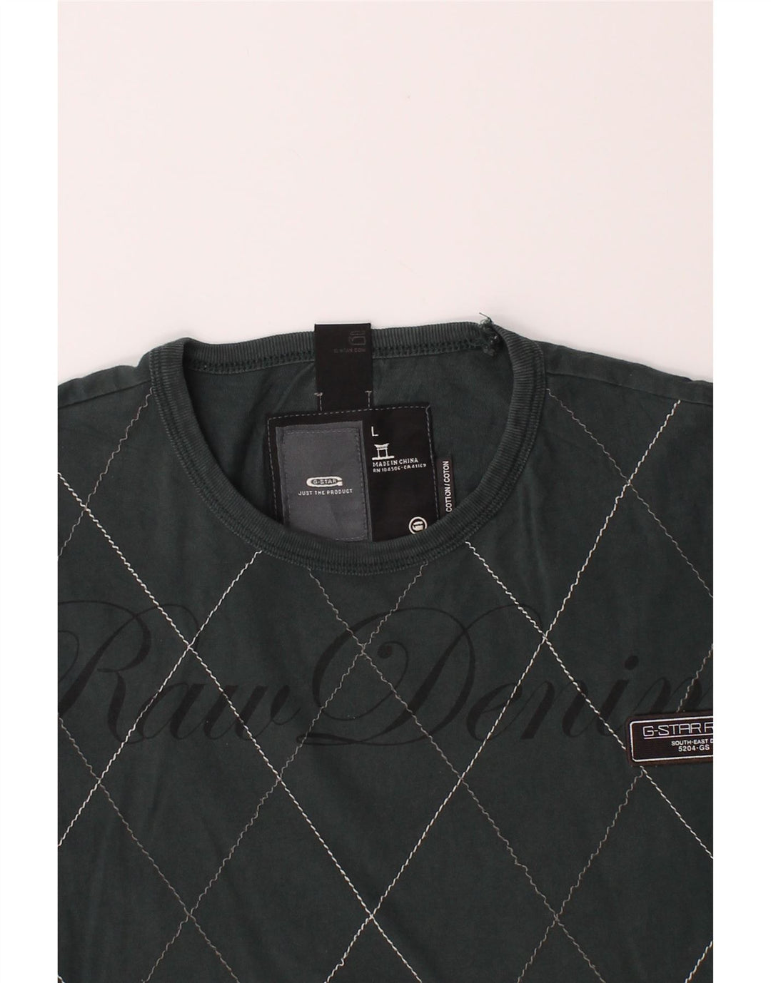 Camiseta gráfica masculina G-STAR Top grande cinza Argyle/algodão diamante
