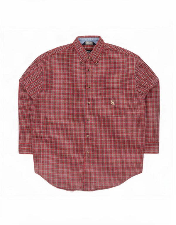 Camisa masculina de flanela Nautica grande algodão xadrez vermelho