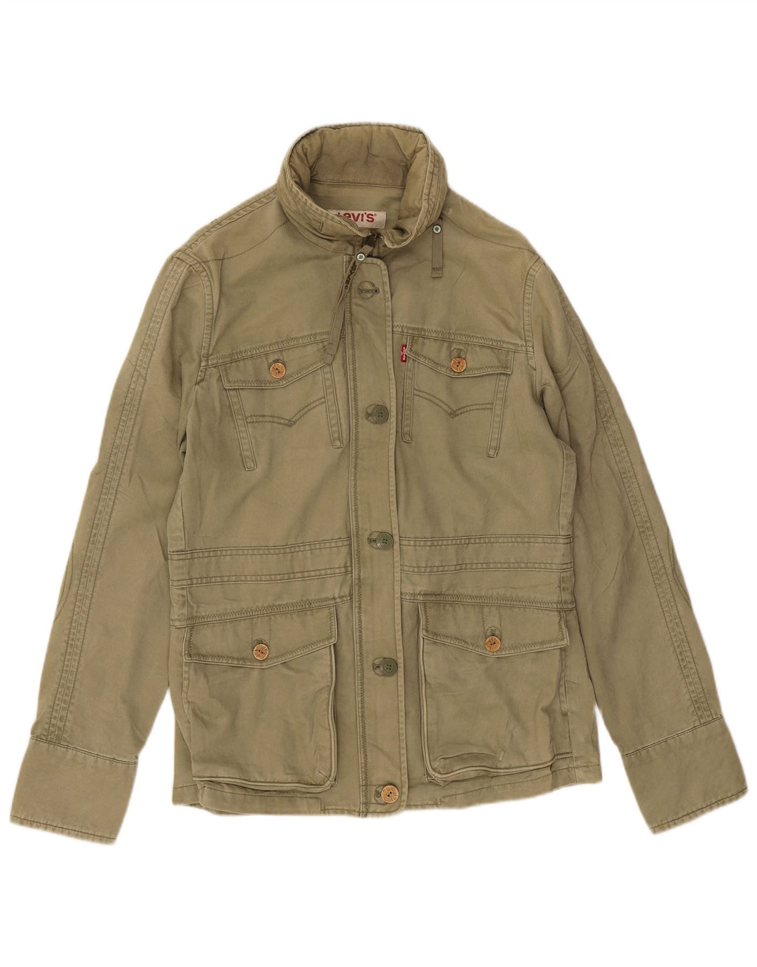Jaqueta utilitária feminina com capuz gráfico Levi's Reino Unido 16 grande algodão cáqui