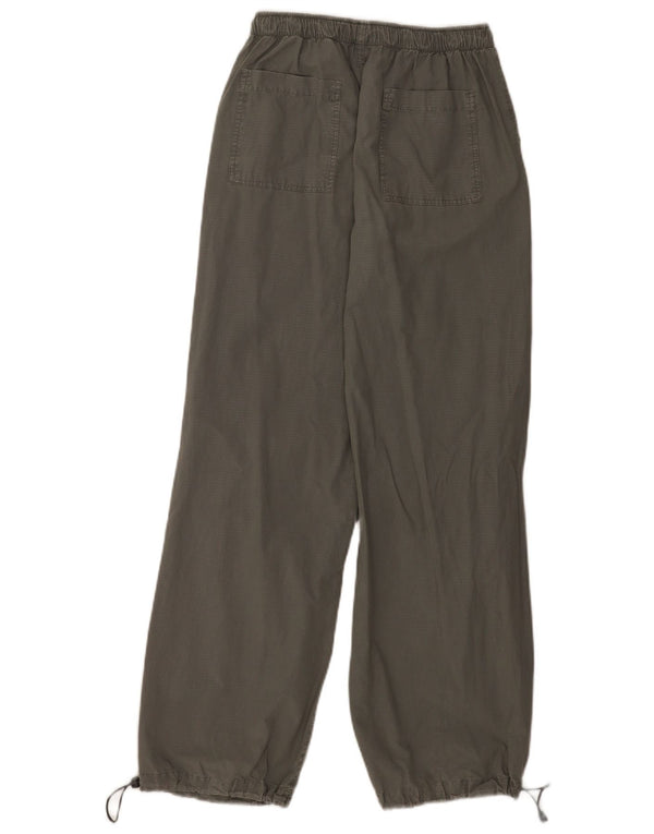 Zara Calça feminina casual de perna larga EU 34 2XS W24 L30 cinza xadrez algodão