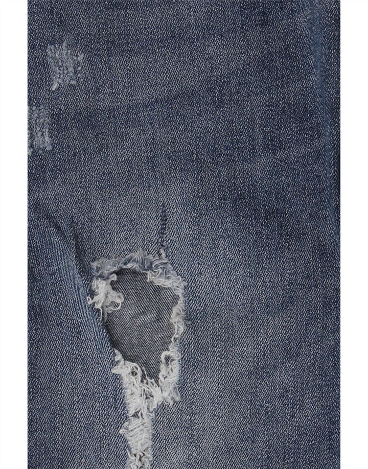 Zara Jeans femininos desgastados slim W36 L28 azul poliéster
