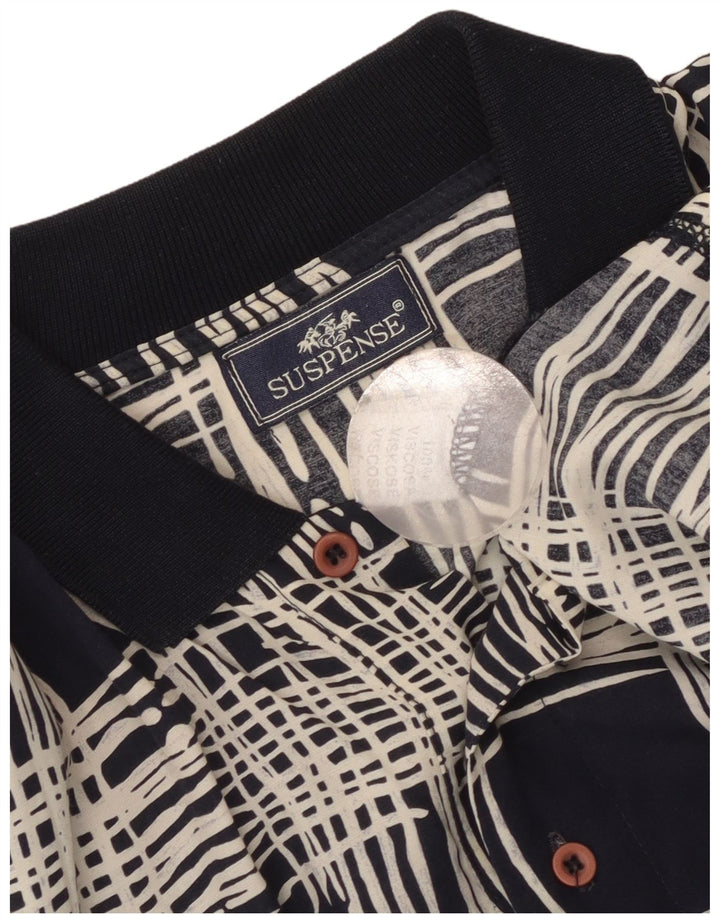 Pulôver masculino de manga curta Suspense grande viscose xadrez azul marinho