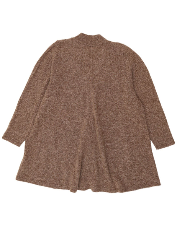 Suéter cardigã feminino vintage com palangre, tamanho grande, Reino Unido 14, lã marrom média