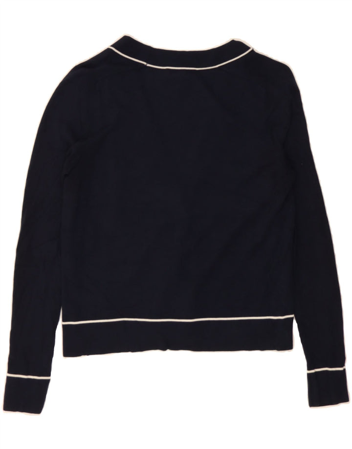 ATHLETA Womens Oversized Crop Cardigan Sweater UK 2 2XS Navy Blue Cotton Vintage Athleta and Second-Hand Athleta from Messina Hembry 