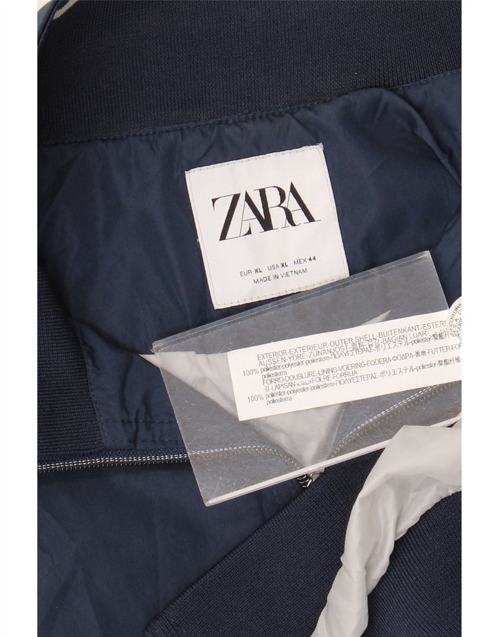 Jaqueta bomber masculina Zara UK 42 XL azul marinho poliéster