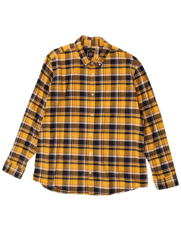 Camisa masculina de flanela slim Gap 2XL algodão xadrez amarelo