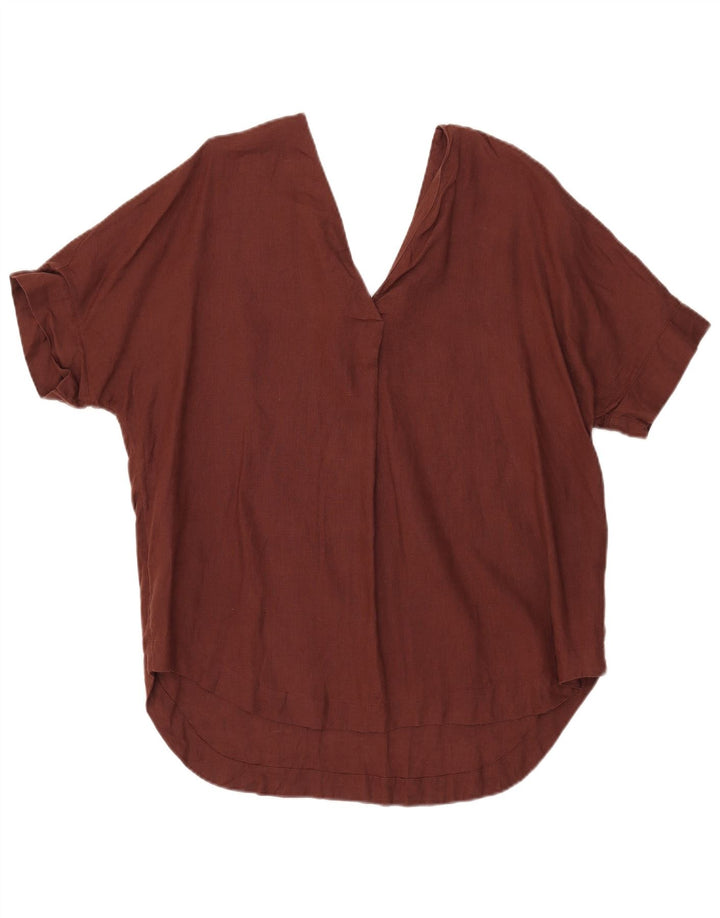 Túnica feminina Marks & Spencer Reino Unido 14 grande linho marrom