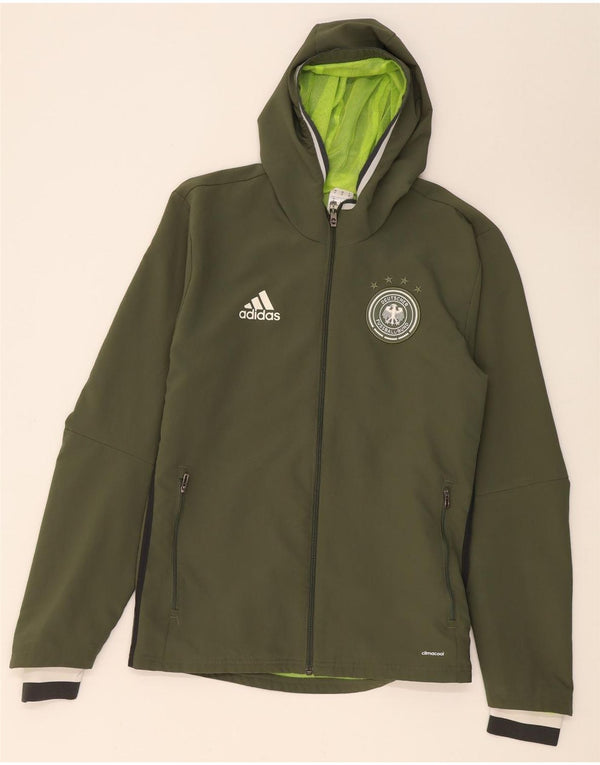 Adidas Mens Deutscher Fussball Bund Jaqueta de chuva com capuz Reino Unido 38 Médio Caqui