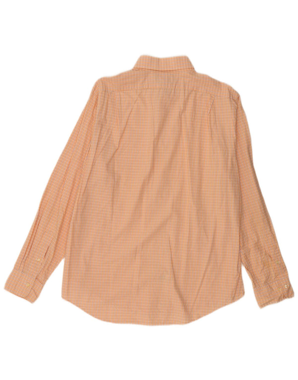 Camisa polo Ralph Lauren masculina Regent Custom Fit tamanho 17 XL laranja xadrez