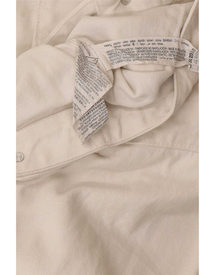 Zara Womens Crop Oversized Denim Jacket UK 6 XS algodão branco