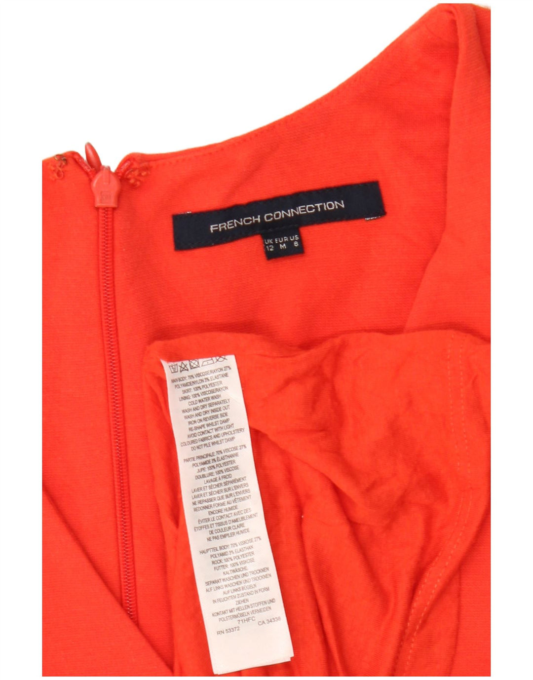 Vestido feminino French Connection sem mangas em linha A UK 12 laranja médio