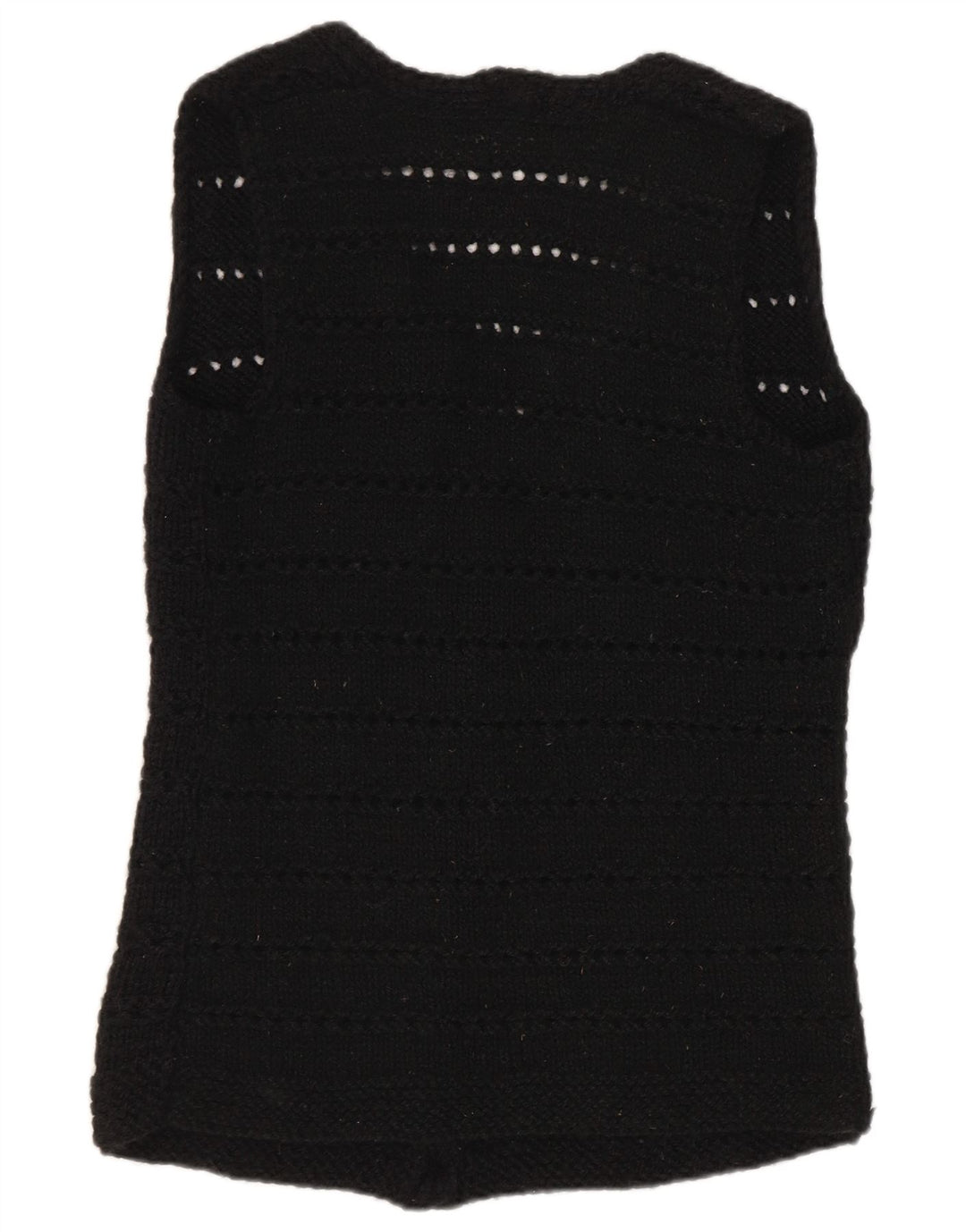 Suéter cardigã feminino vintage sem mangas Reino Unido 12 médio preto