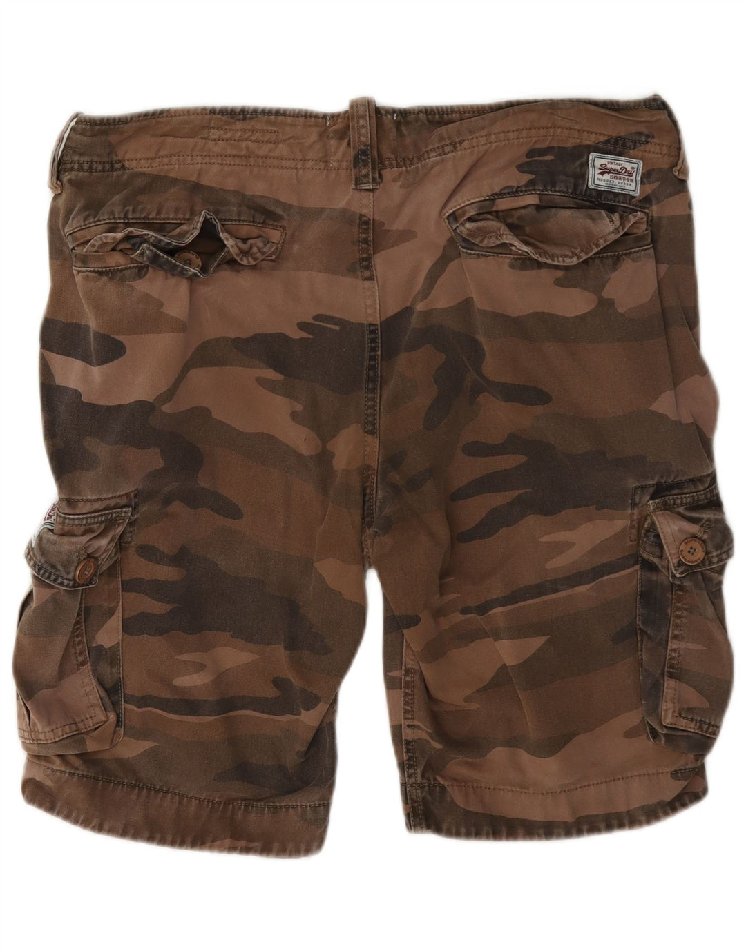 Superdry Mens Cargo Shorts Grande W36 Marrom Camuflagem Algodão