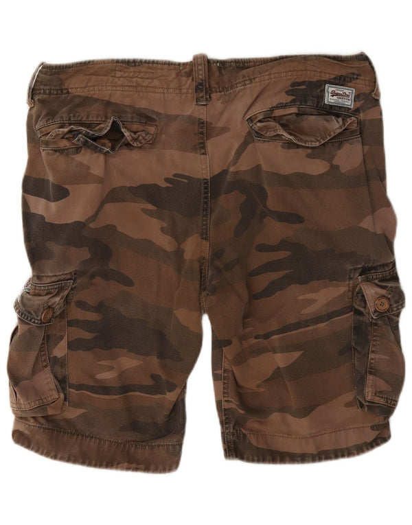 Superdry Mens Cargo Shorts Grande W36 Marrom Camuflagem Algodão