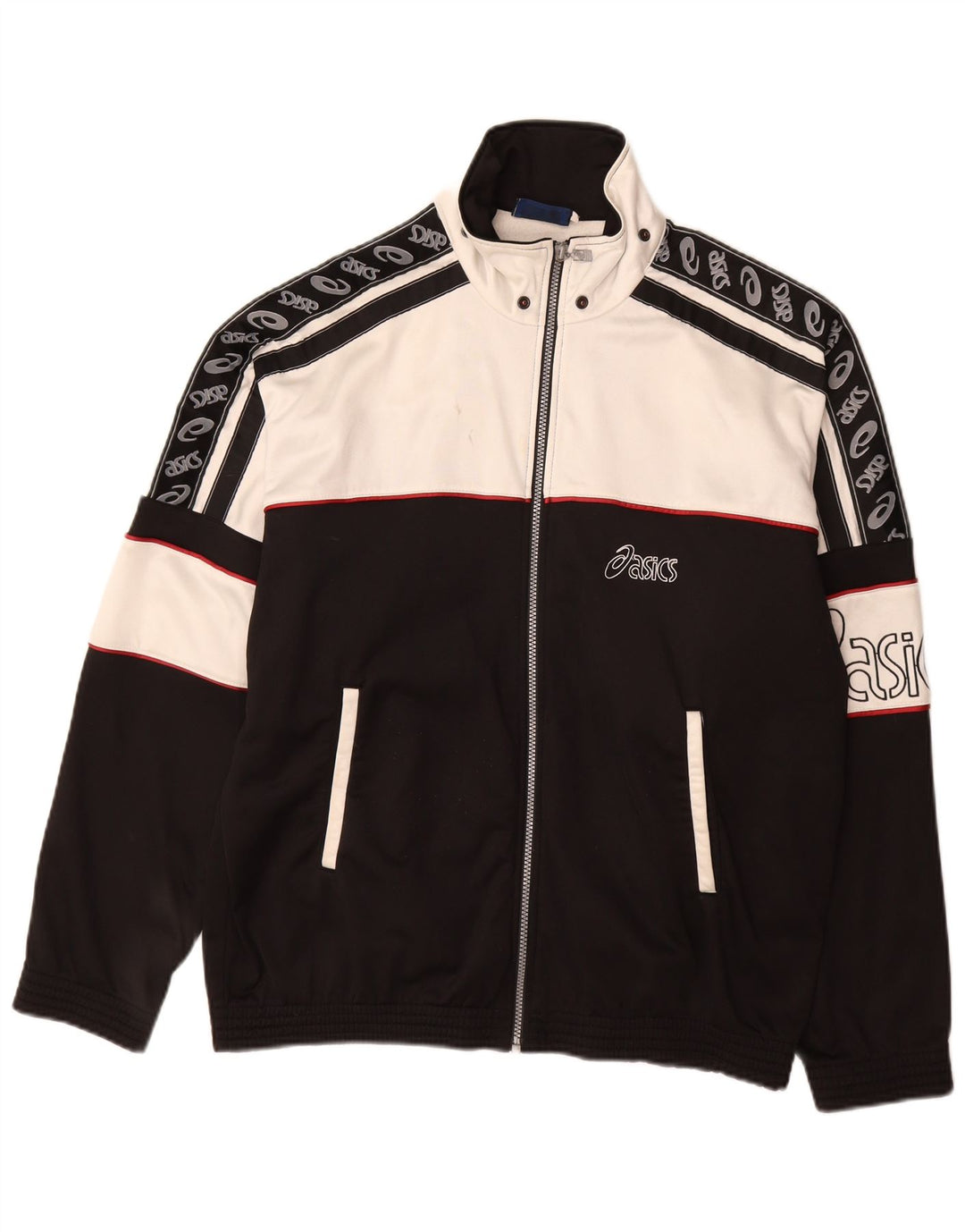 Asics Mens Graphic Tracksuit Top Jacket IT 50 Medium Black Colourblock
