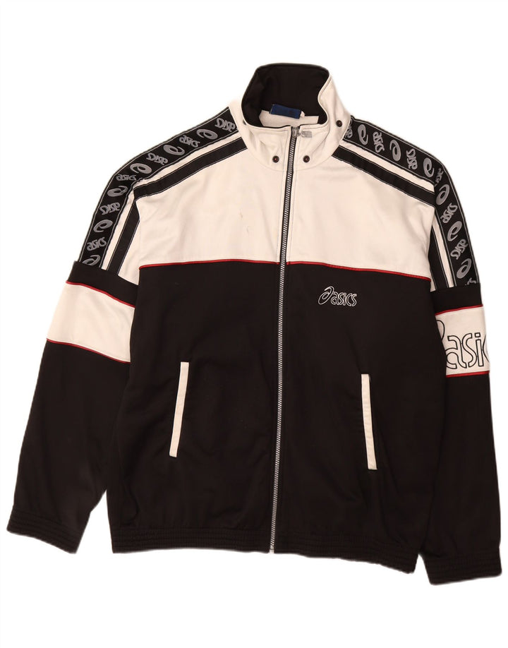 Asics Mens Graphic Tracksuit Top Jacket IT 50 Medium Black Colourblock