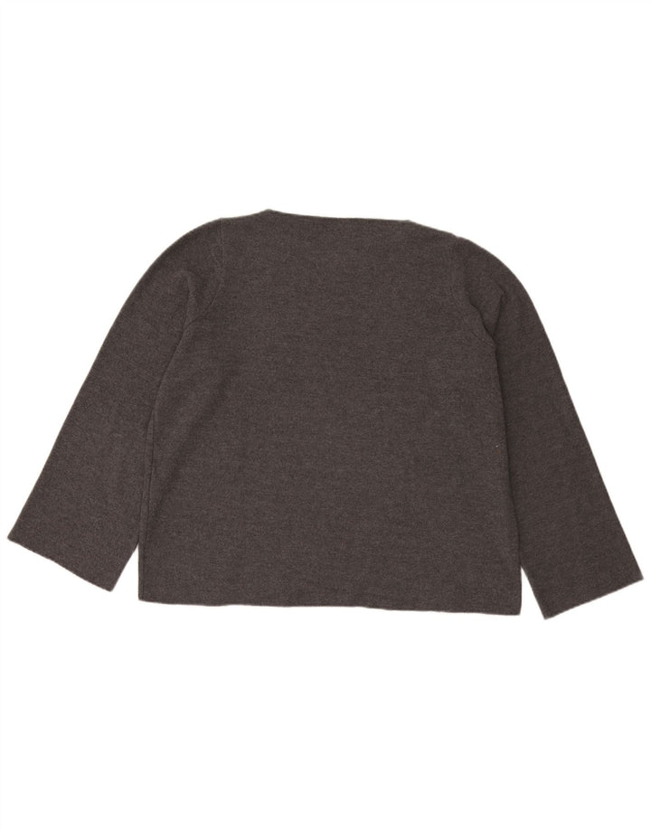 Zara Top feminino oversized manga comprida Reino Unido 14 cinza médio