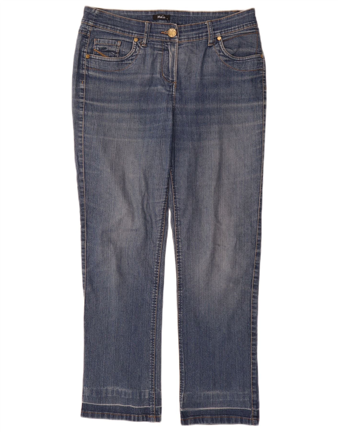 Jeans retos femininos M&Co UK 12 médio W32 L30 azul