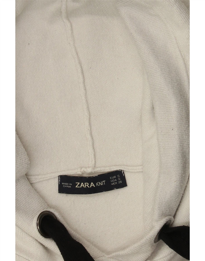 Suéter feminino Zara com capuz grande e grande, Reino Unido 10 pequeno branco