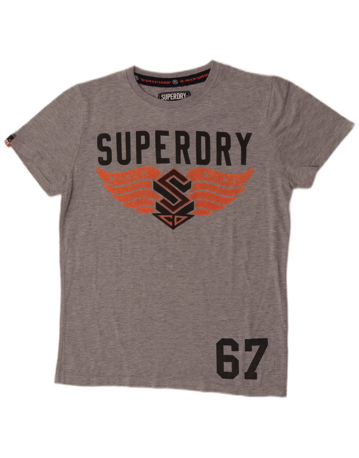 Camiseta gráfica masculina Superdry cinza médio
