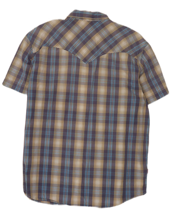 Camisa masculina de manga curta padrão Levi's 2XL algodão xadrez azul