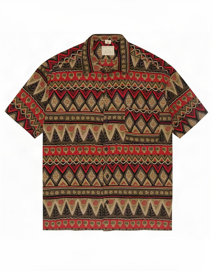 Camisa masculina Ciao manga curta pequena patchwork multicolorido
