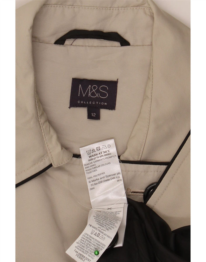 Casaco impermeável feminino Marks & Spencer Reino Unido 12 poliéster bege médio