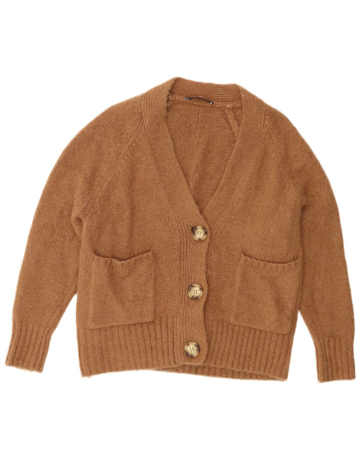 Zara Suéter Cardigan Oversized Feminino Reino Unido 10 Pequeno Marrom