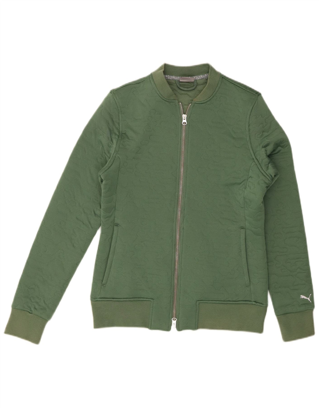 PUMA Womens Tracksuit Top Jacket UK 12 Médio Verde Geométrico