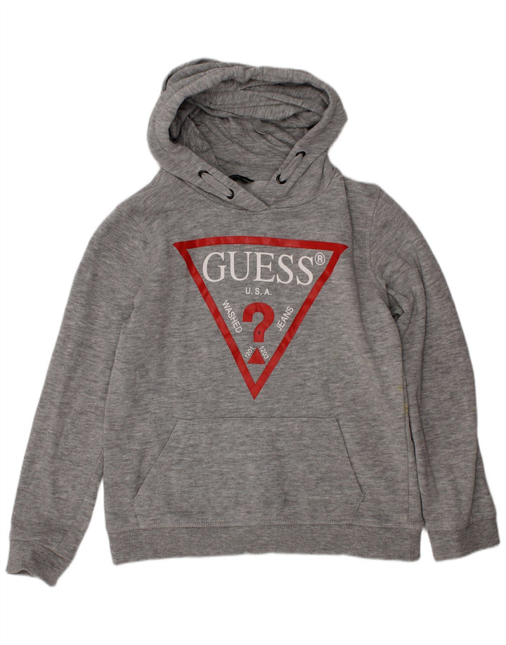 Suéter com capuz gráfico feminino GUESS 7-8 anos algodão cinza