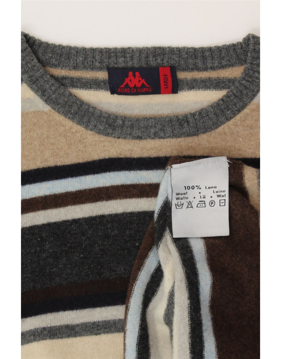 Suéter feminino KAPPA com gola redonda UK 16 grande listrado multicolorido