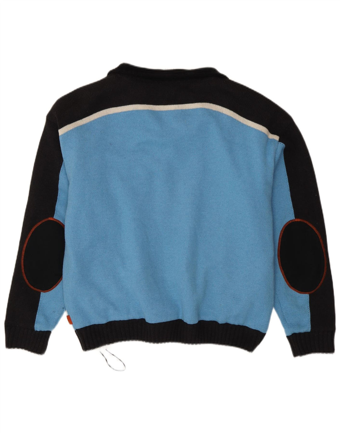 Suéter masculino TCM com zíper e gola em bloco grande azul acrílico