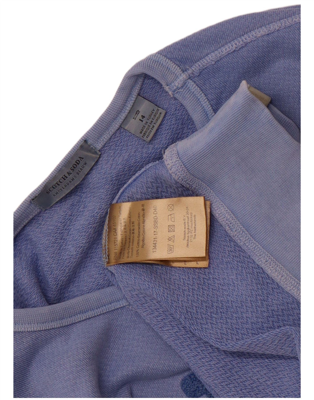 Suéter gráfico feminino Scotch & Soda Reino Unido 14 algodão azul médio