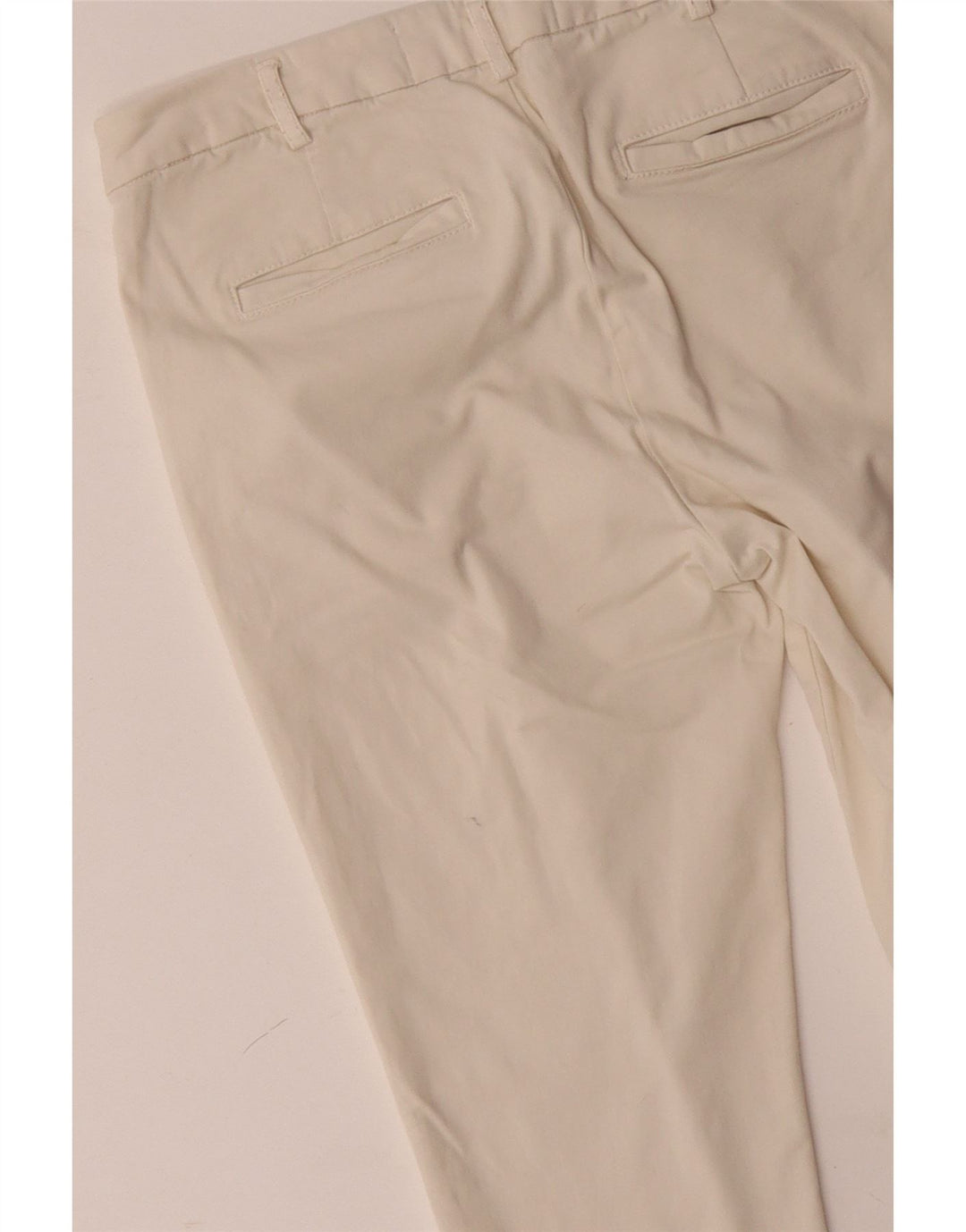 Calça chino feminina BENETTON UK 12 médio W32 L28 algodão branco