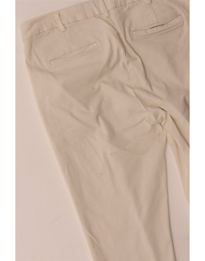 Calça chino feminina BENETTON UK 12 médio W32 L28 algodão branco