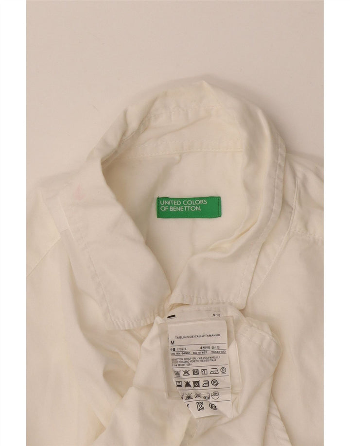 Camisa masculina Benetton de algodão branco médio