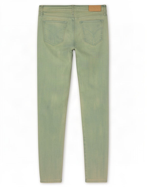 Calça jeans skinny feminina Calvin Klein desgastada W27 L32 turquesa tie-dye
