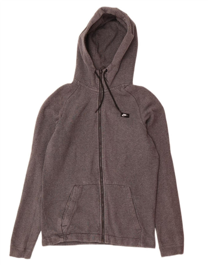 Suéter masculino NIKE com capuz e zíper pequeno cinza algodão